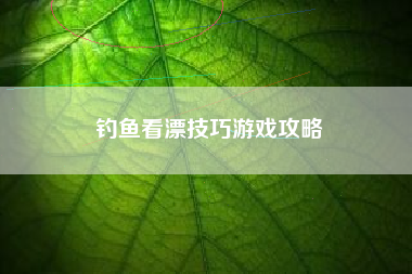 钓鱼看漂技巧游戏攻略  第1张