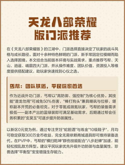 天龙八部私服指南，5大门派选择指南，剧情攻略全解析，新手必看！  第3张
